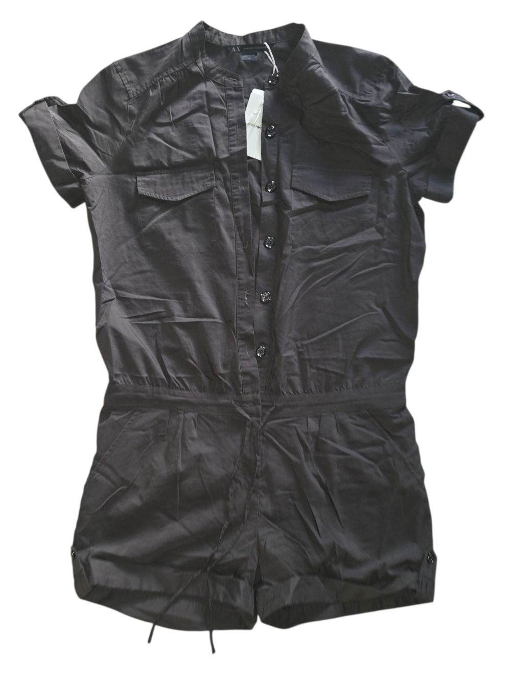 Emporio Armani Dark Brown Short Sleeve Button Romper